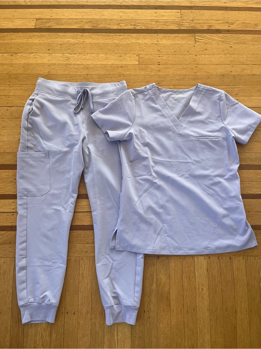 Mandala Scrub Set in Wisteria - One Pocket Top & High Waisted Joggers